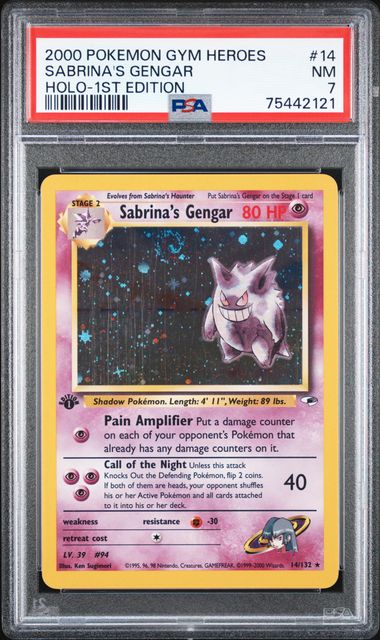 2000 Pokemon Gym Heroes Sabrina's Gengar #14 (Holo-1St Edition) Nm 7 front