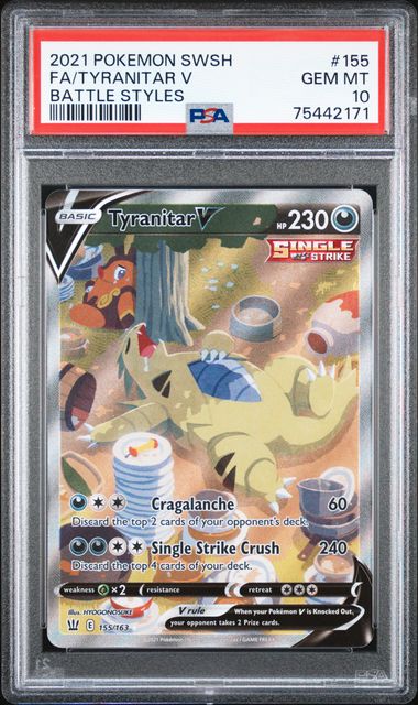 2021 Pokemon Sword & Shield Battle Styles Fa/Tyranitar V #155 (Battle Styles) Gem Mt 10 front