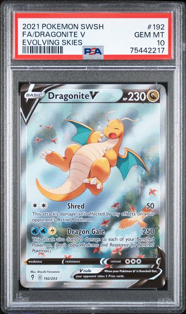 2021 Pokemon Sword & Shield Evolving Skies Fa/Dragonite V #192 (Evolving Skies) Gem Mt 10 front