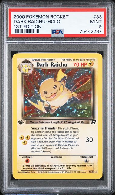 2000 Pokemon Rocket Dark Raichu-Holo #83 (1St Edition) Mint 9 front