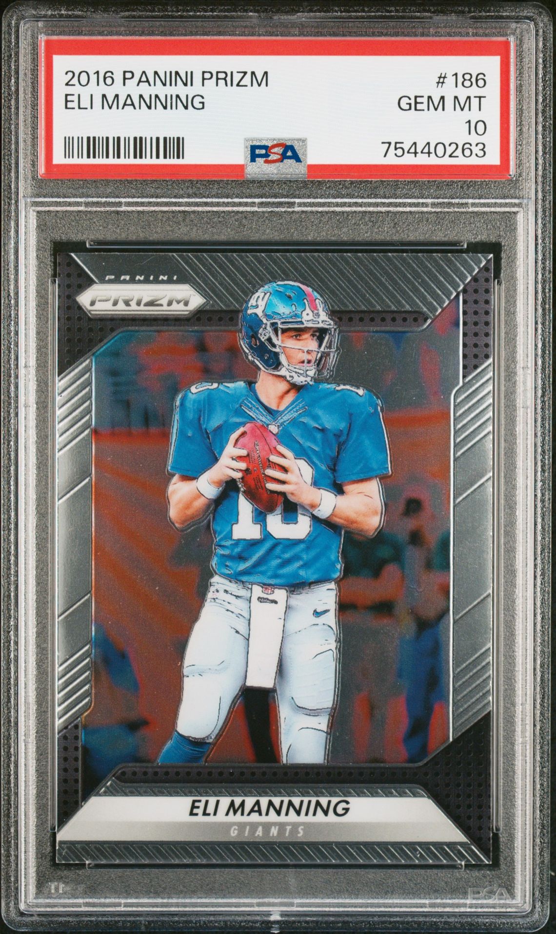 2016 Panini Prizm Eli Manning #186 Gem Mt 10 front