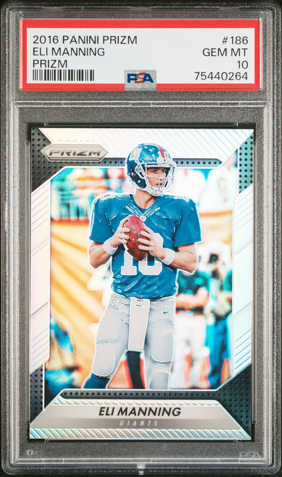 2016 Panini Prizm Eli Manning #186 (Prizm) Gem Mt 10 front