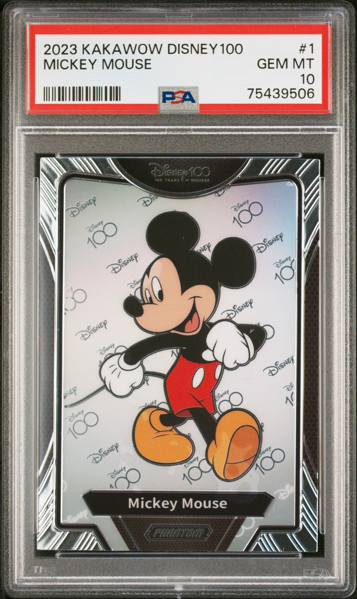 2023 Kakawow Phantom Disney100 Wondrous Character Mickey Mouse #1 Gem Mt 10 front
