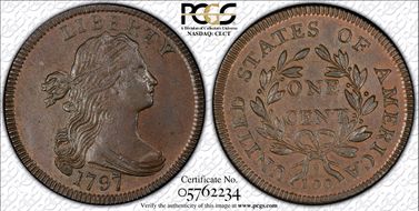 1797 1C Reverse of 1797, Stems MS64BN