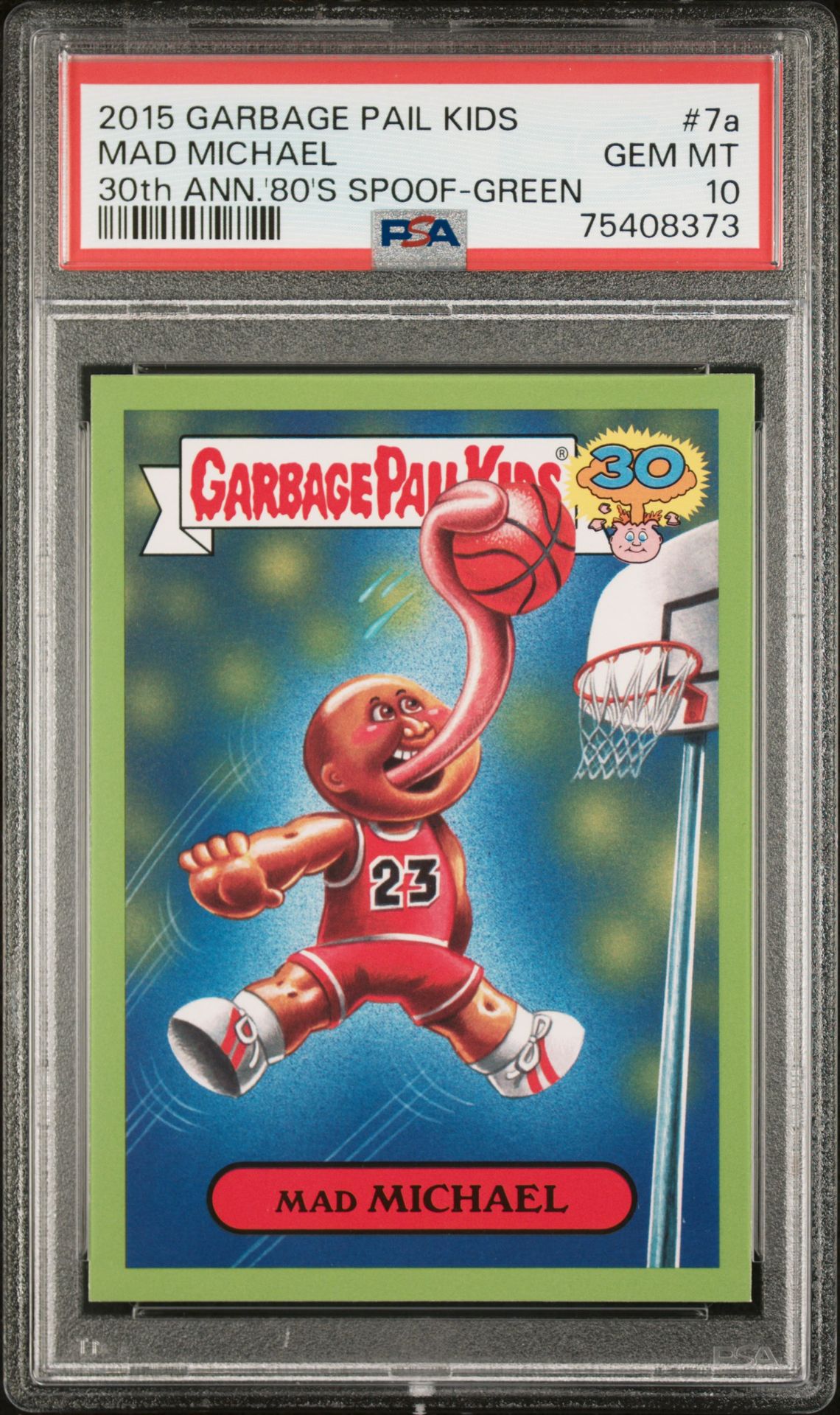 2015 Topps TOPPS GARBAGE PAIL KIDS 30TH ANNIVERSARY '80'S SPOOF 30TH ANN.'80'S SPOOF-GREEN #7A Mad Michael front