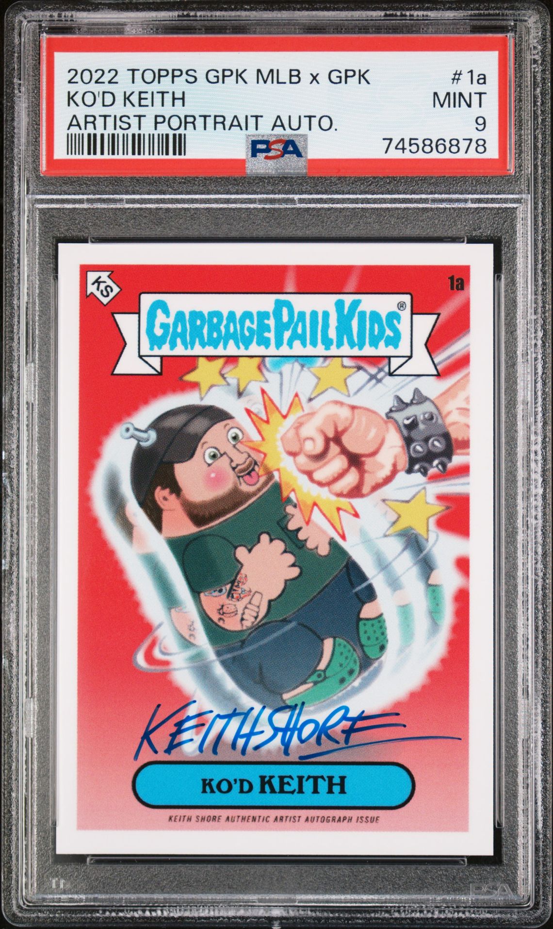 2022 Topps TOPPS GARBAGE PAIL KIDS GPK X MLB SERIES 1 KEITH SHORE ARTIST PORTRAIT AUTOGRAPHS ARTIST PORTRAIT AUTO. #1A Ko'D Keith front