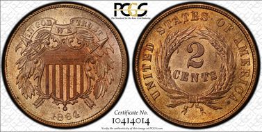 1864 2C Large Motto MS64RD
