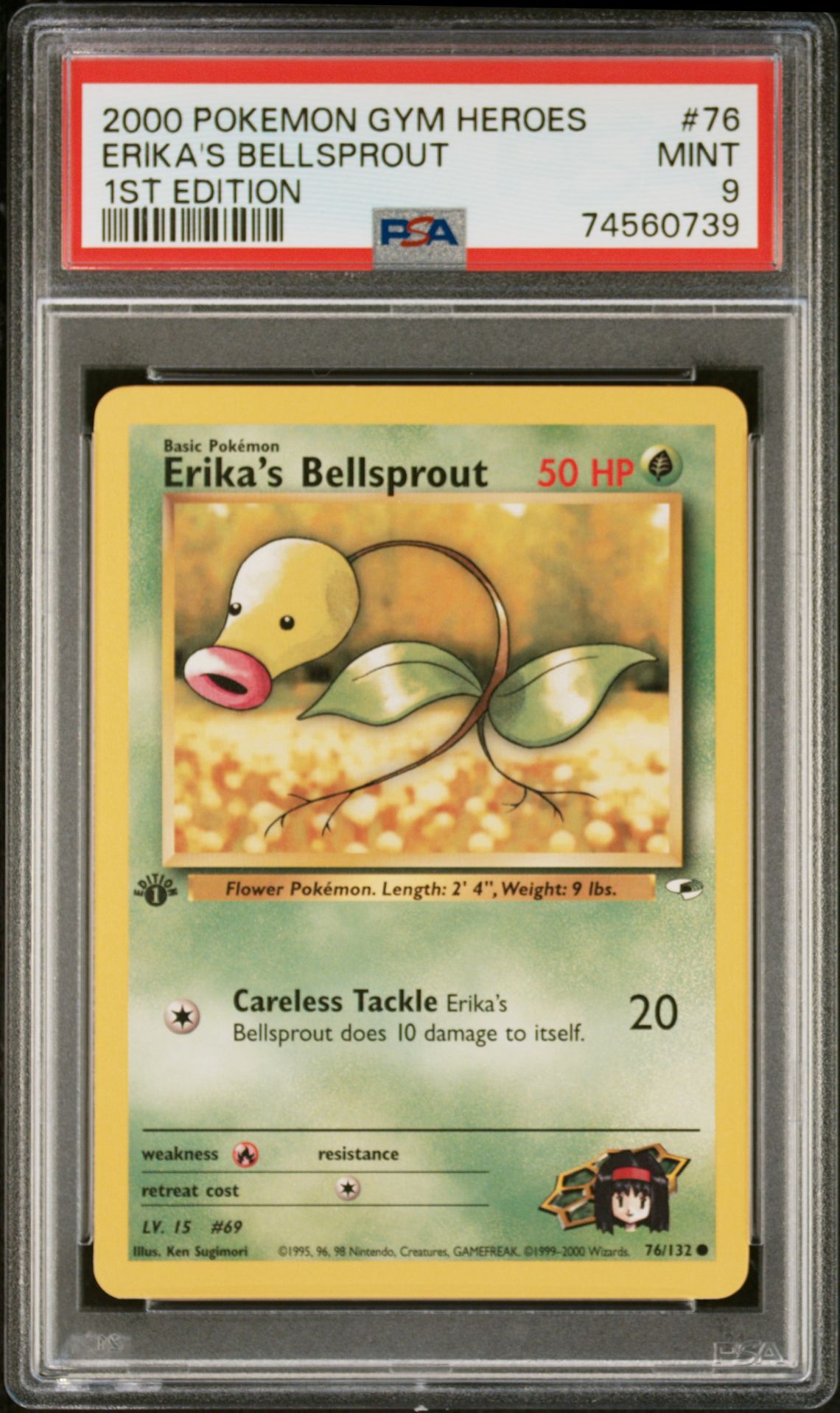 2000 Pokemon POKEMON GYM HEROES 1ST EDITION #76 Erika's Bellsprout front