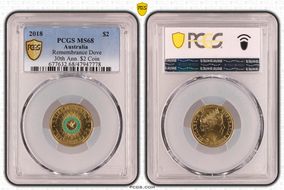 2018 $2 Remembrance Dove Colorized 30th Ann. $2 Coin MS68