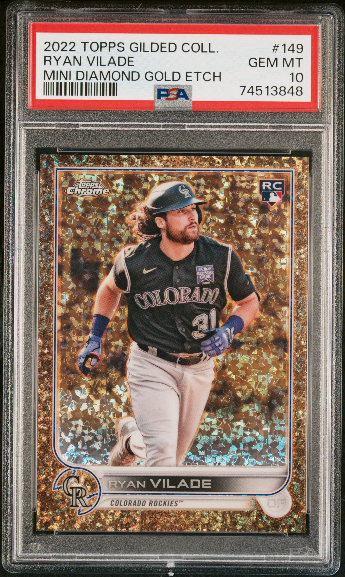 2022 Topps Gilded Collection Mini Diamond Gold Etch #149 Ryan Vilade Rookie Card (#44/50) – PSA GEM MT 10
