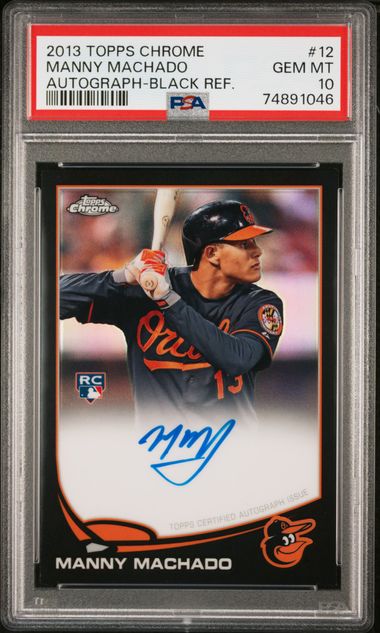2013 Topps TOPPS CHROME AUTOGRAPH-BLACK REF. #12 Manny Machado front