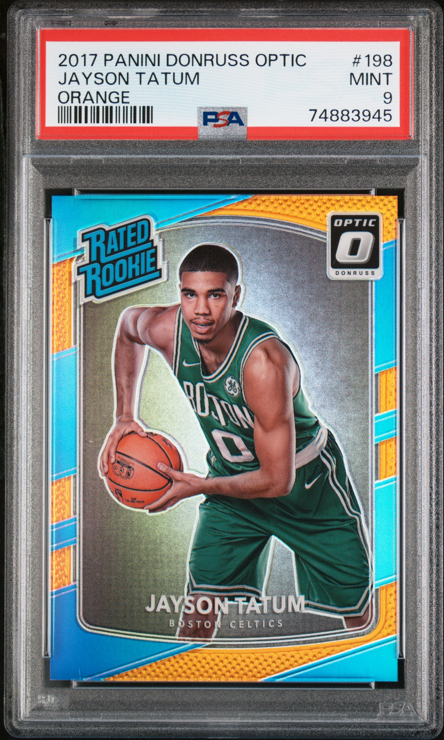 2017 Panini Donruss Optic Orange #198 Jayson Tatum Rookie Card (#022/199) – PSA MINT 9