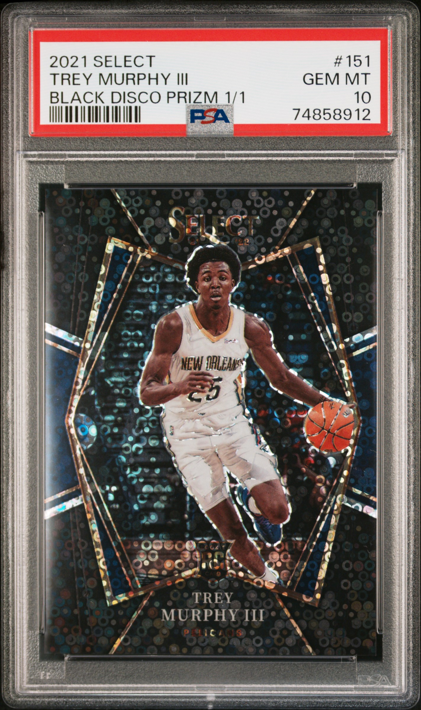 2021-22 Panini Select Black Disco Prizm #151 Trey Murphy III Rookie Card (#1/1) - PSA GEM MT 10