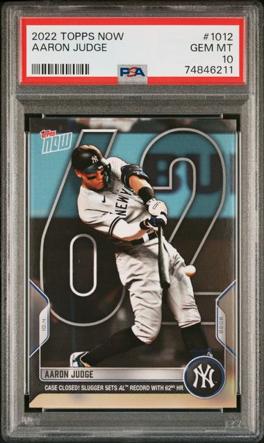  Aaron Judge 2022 Topps Now 62 Home Run Baseball Card