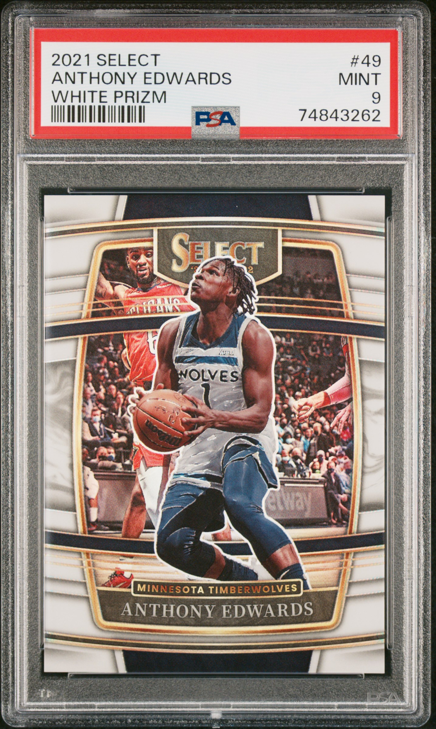 2021 Panini Select Anthony Edwards #49 (White Prizm) Mint 9 front