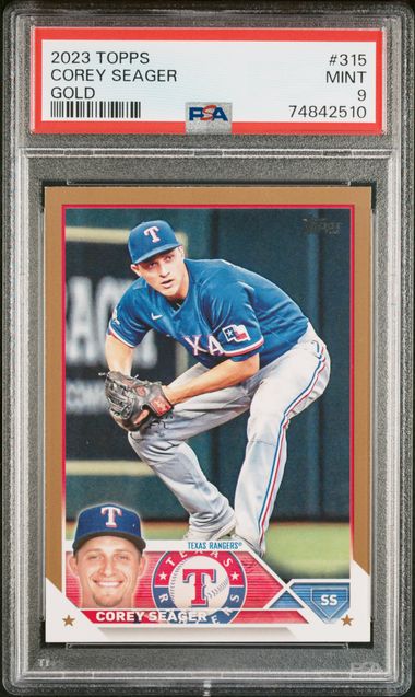 2023 Topps Gold #315 Corey Seager (#1796/2023) – PSA MINT 9 on