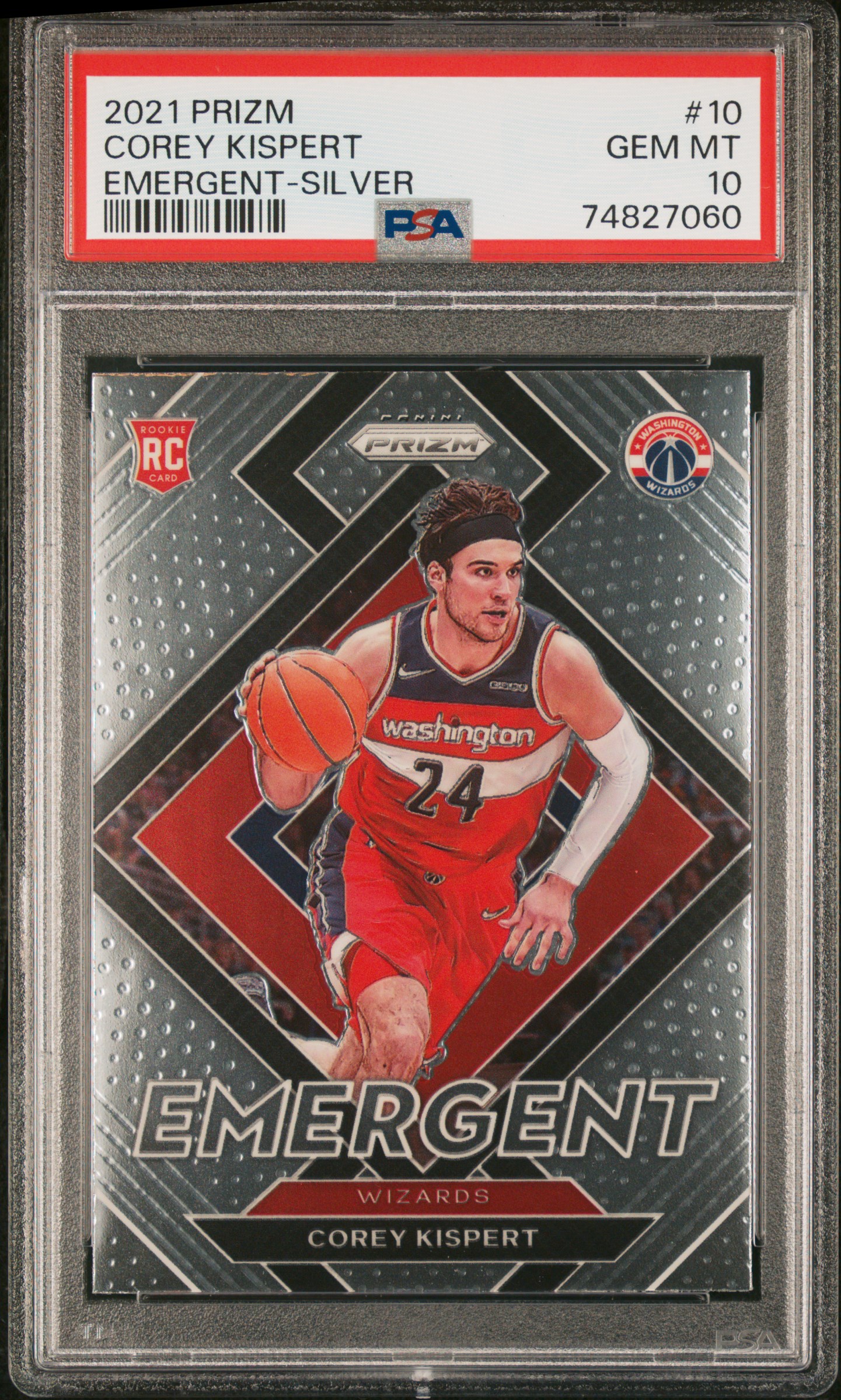 2021-22 Panini Prizm Emergent Silver #10 Corey Kispert Rookie Card – PSA GEM MT 10