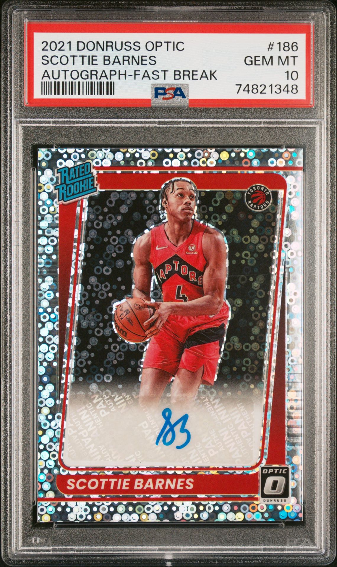 2021 Panini Donruss Optic Scottie Barnes #186 (Autograph-Fast Break) Gem Mt 10 front