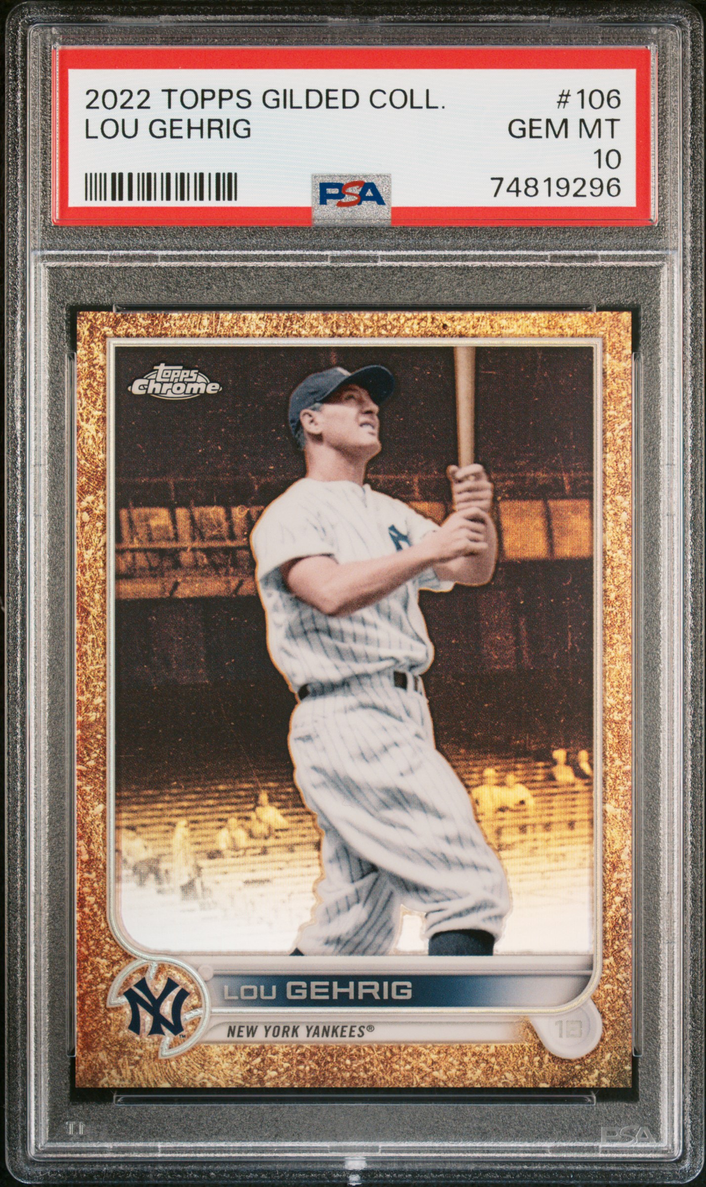 2022 Topps Gilded Collection #106 Lou Gehrig (#29/99) – PSA GEM MT 10