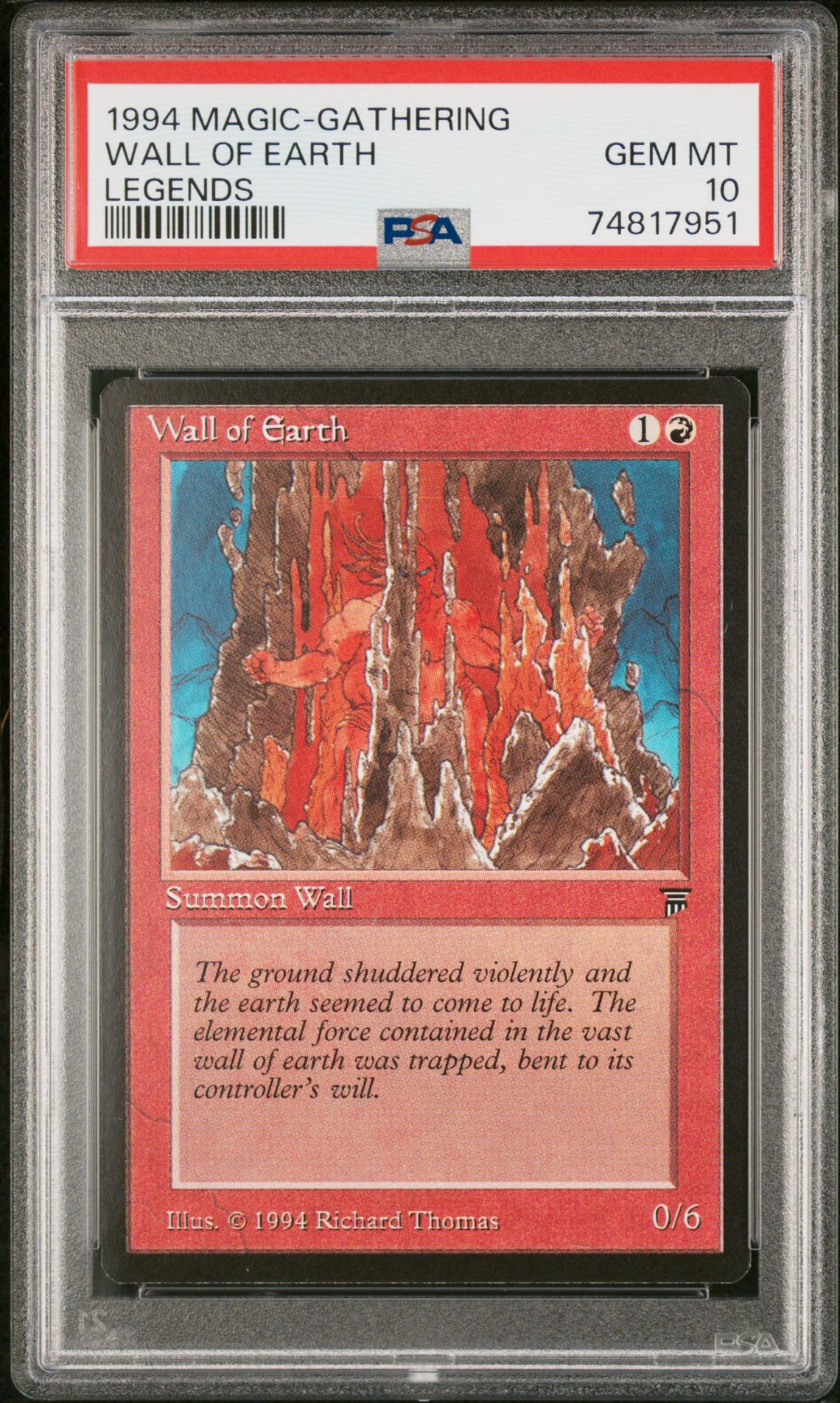 1994 MTG MAGIC THE GATHERING LEGENDS Wall Of Earth front