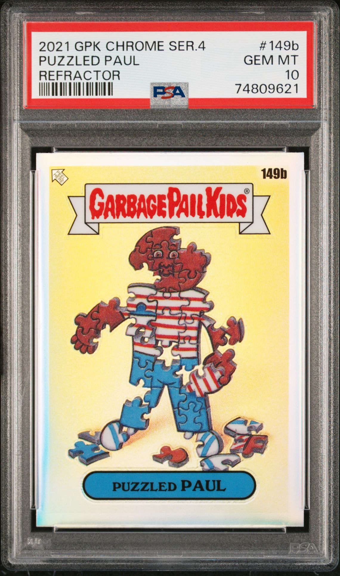 2021 Topps GARBAGE PAIL KIDS CHROME REFRACTOR #149B Puzzled Paul front