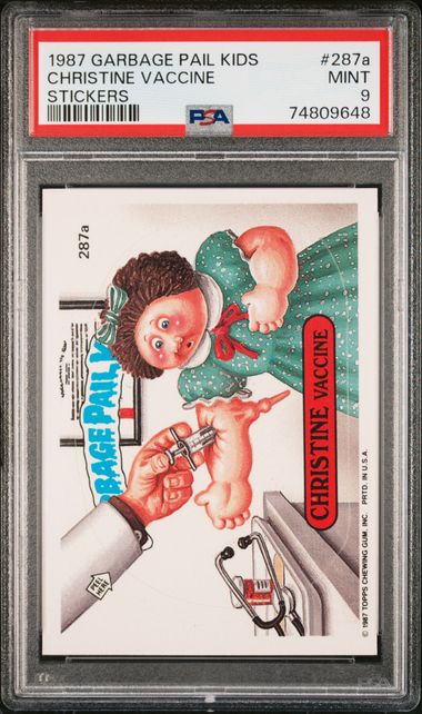 1987 Topps Garbage Pail Kids Series 7 STICKERS #287A Christine Vaccine front