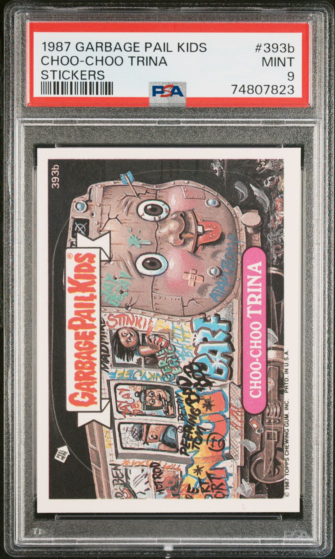 1987 Topps GARBAGE PAIL KIDS STICKERS #393B Choo-Choo Trina front