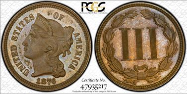 1876 3C J-1451a PR63BN