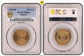 1930-BP 50 Leva KM-42  Ag MS64