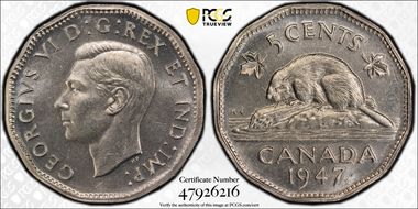 1947 5C Maple Leaf MS65