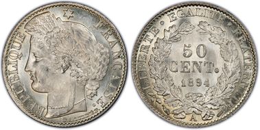 1894-A 50C Gad-419a F-189 MS65