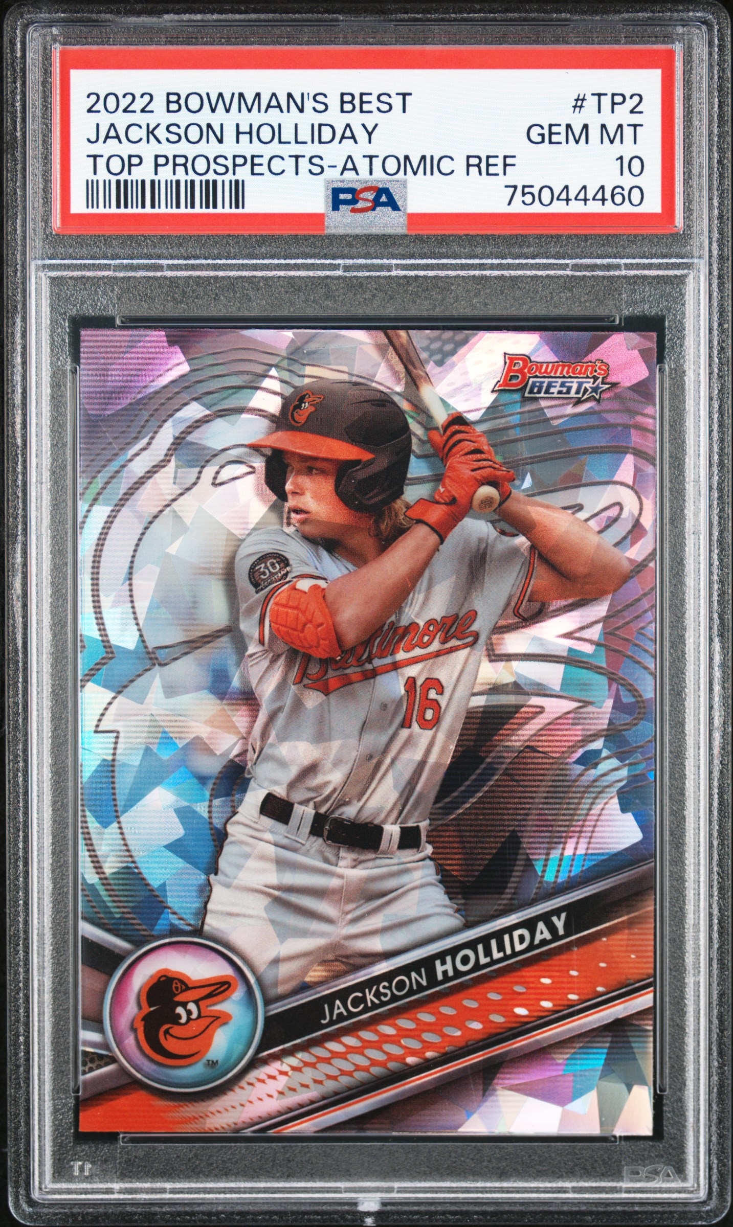 2022 Bowman's Best Top Prospects Atomic Refractor #TP2 Jackson Holliday Rookie Card – PSA GEM MT 10