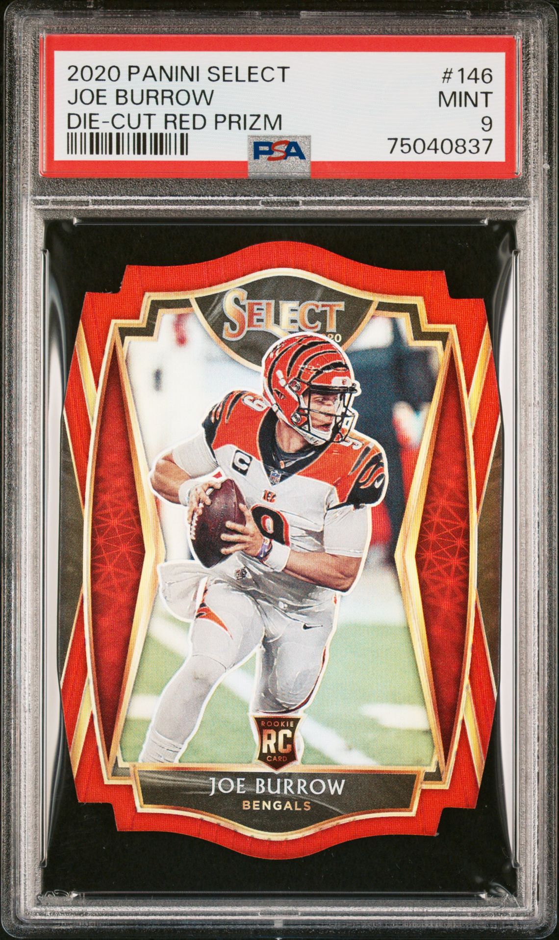 2020 Panini Select Joe Burrow #146 (Die-Cut Red Prizm) Mint 9 front