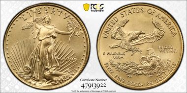 1999 $25 Gold Eagle MS70