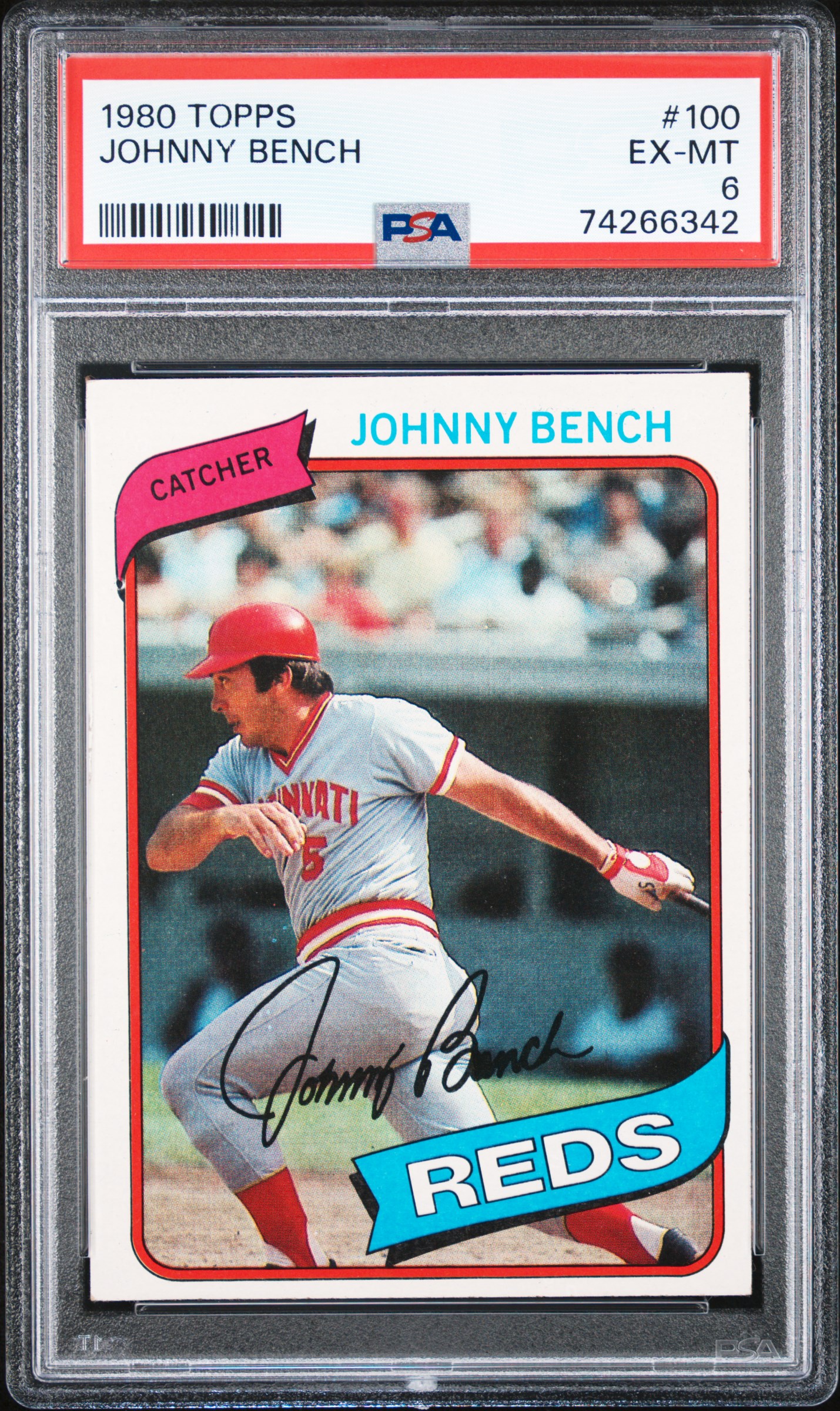 1980 Topps #100 Johnny Bench – PSA EX-MT 6