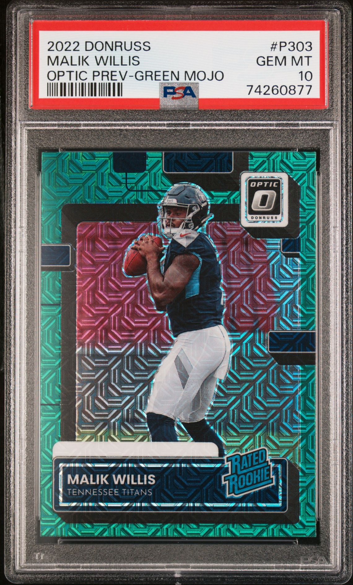 2022 Panini PANINI DONRUSS OPTIC PREV-GREEN MOJO #P303 Malik Willis front