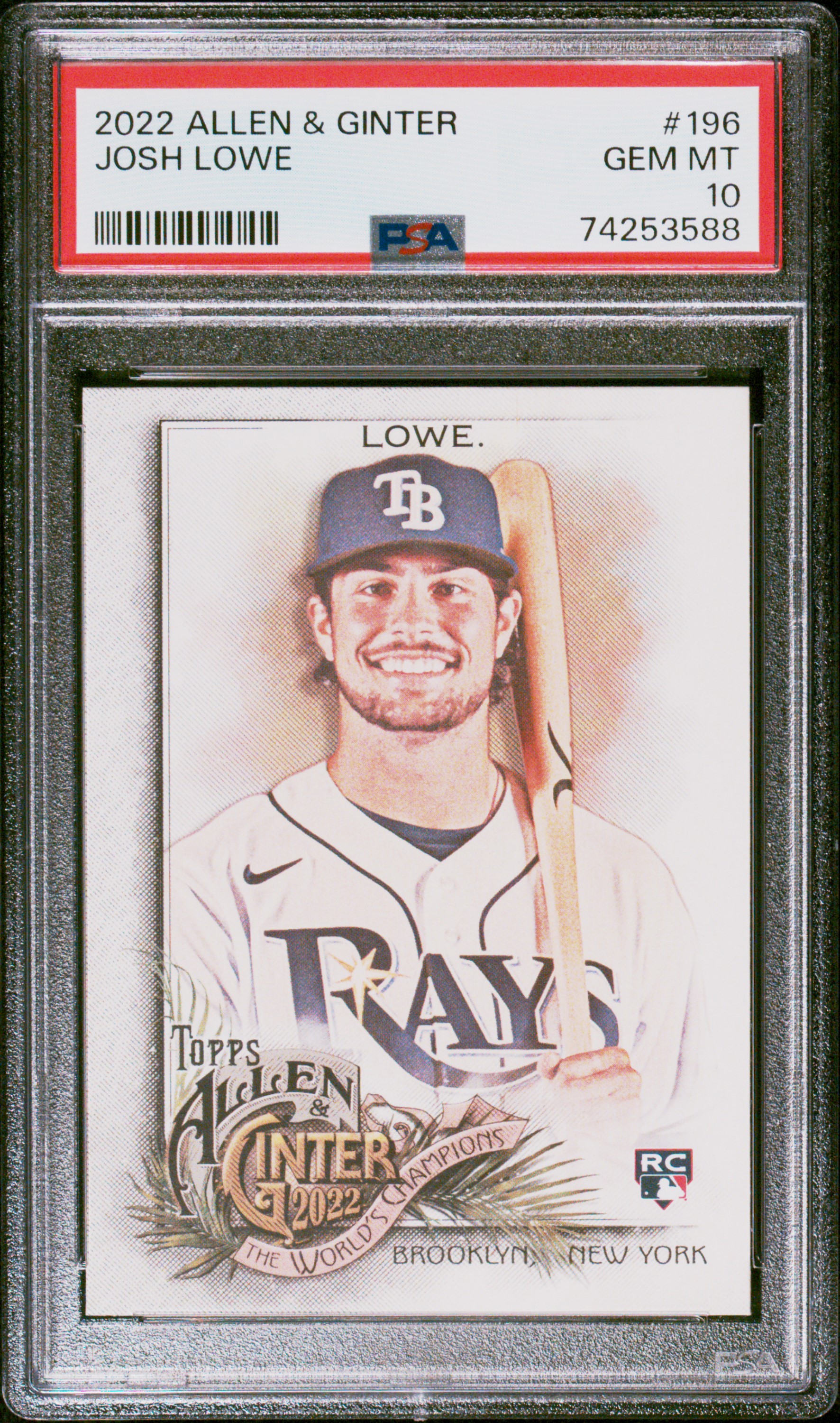 2022 Topps Allen & Ginter #196 Josh Lowe Rookie Card – PSA GEM MT 10