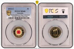 2022-C $2 Remembrance Day Colorized MS68