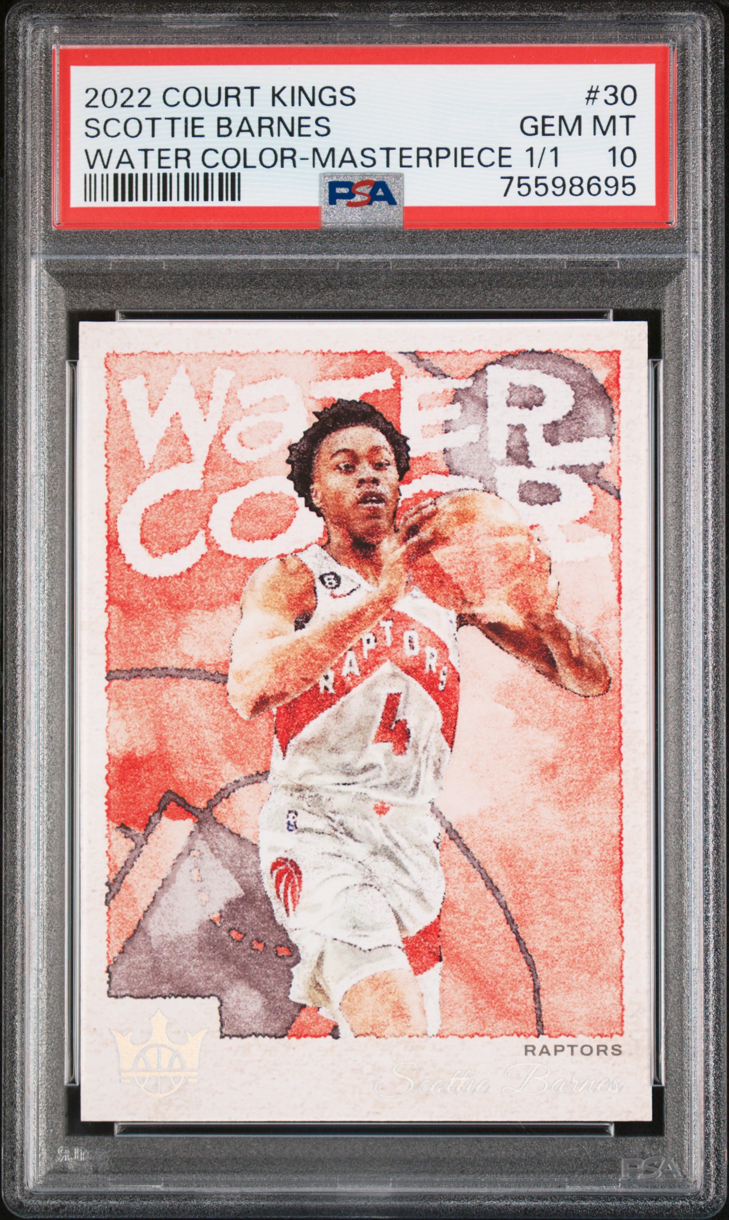 2022 Panini Court Kings Water Color Scottie Barnes #30 (Water Color-Masterpiece 1/1) Gem Mt 10 front