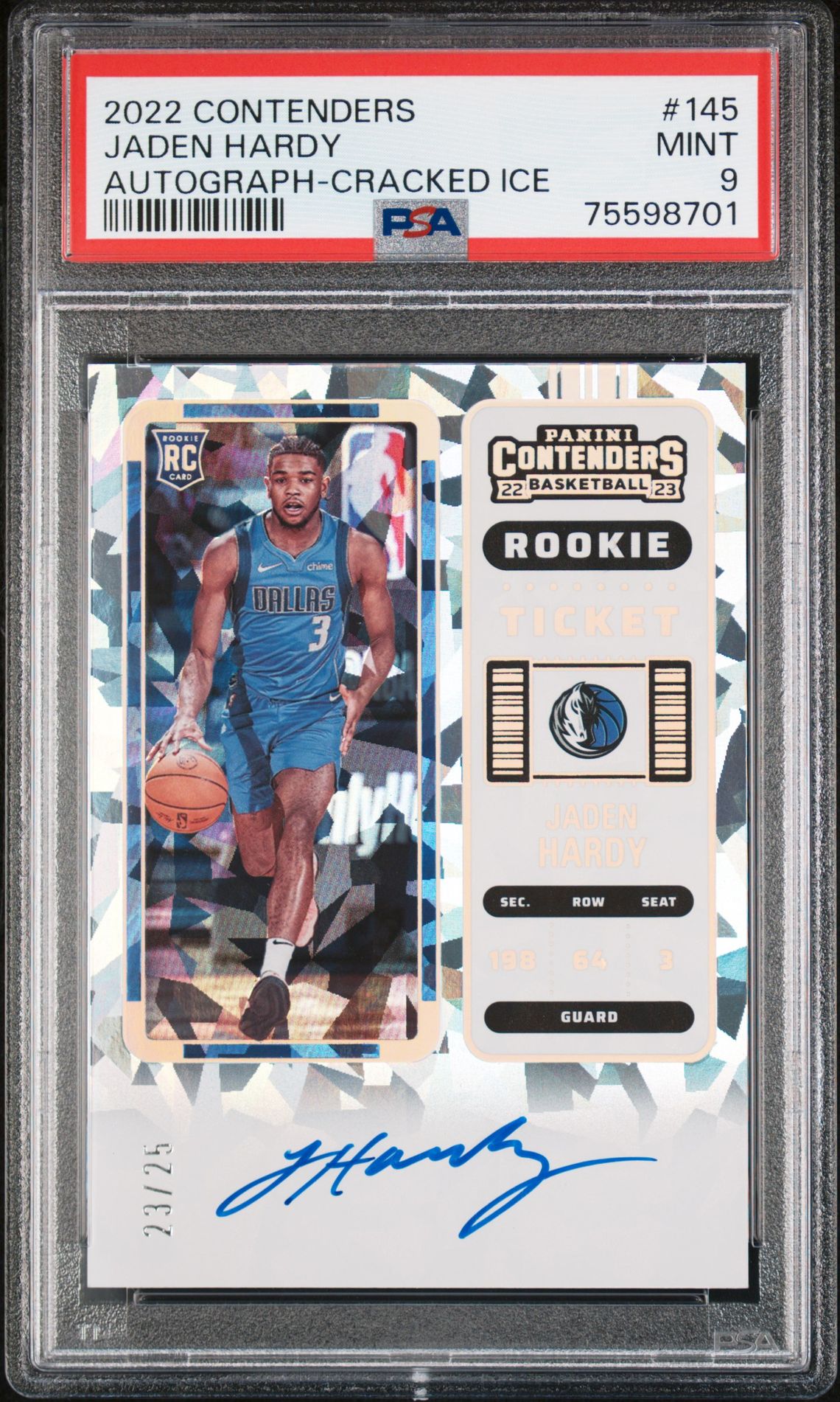 2022 Panini Contenders Jaden Hardy #145 (Autograph-Cracked Ice) Mint 9 front