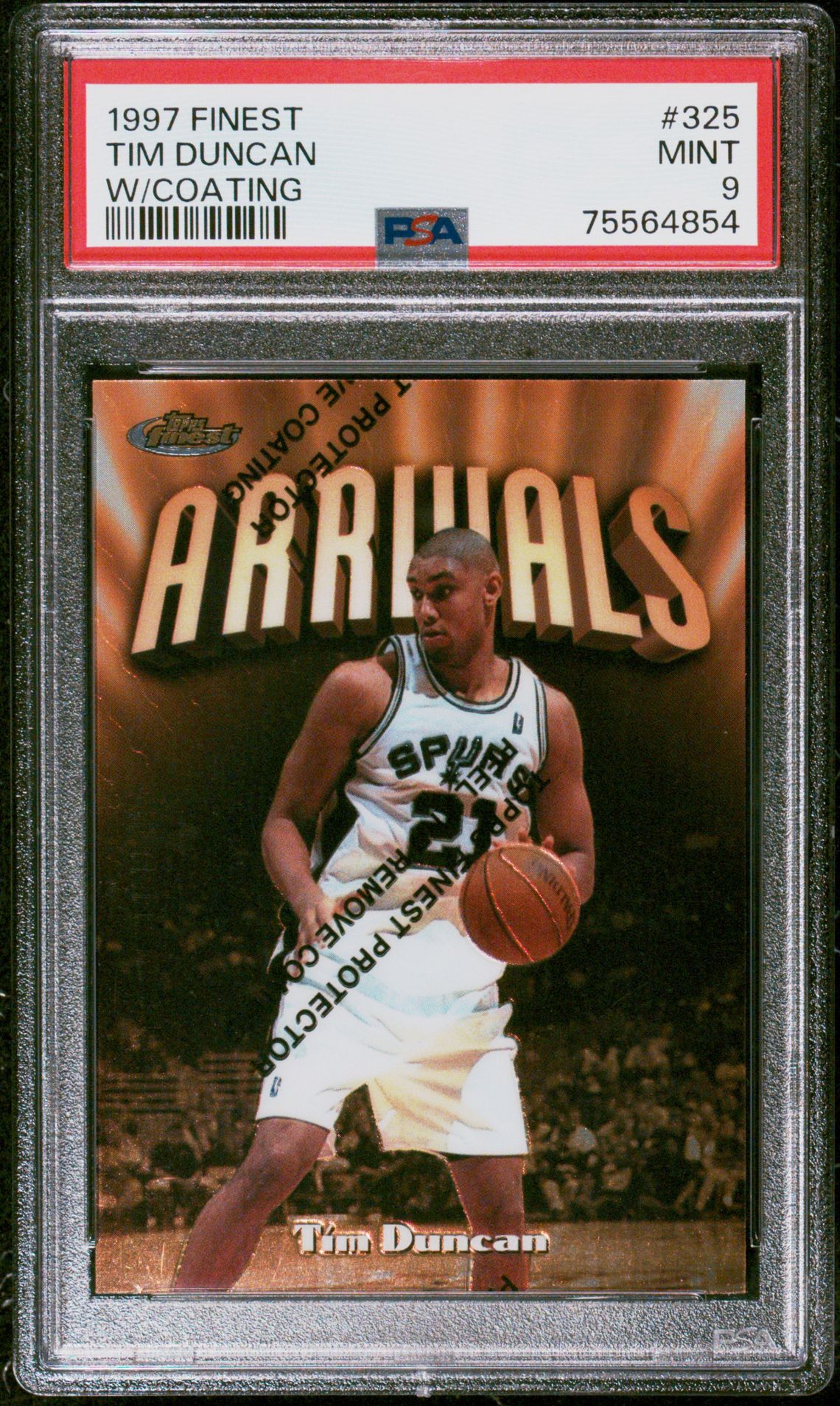 1997 Finest Tim Duncan #325 (W/Coating) Mint 9 front