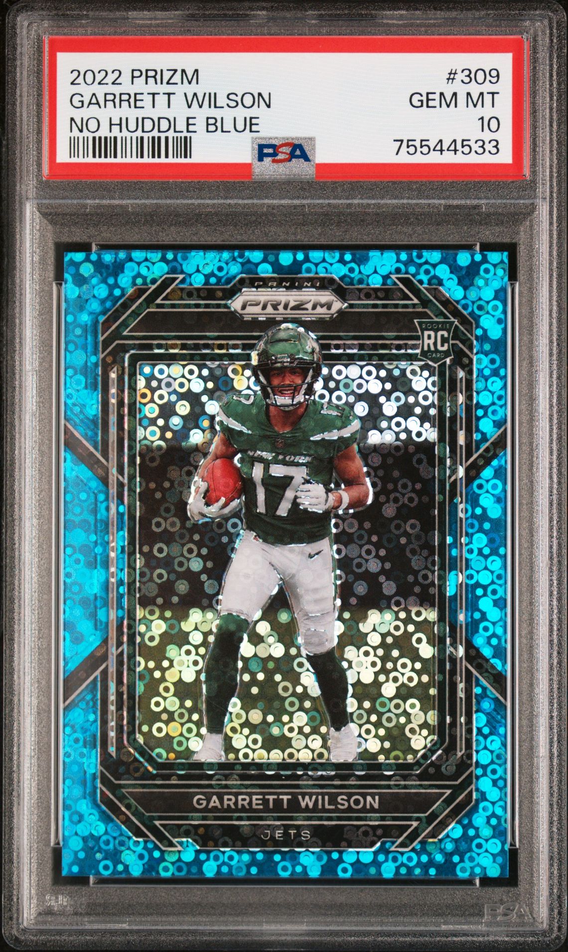 2022 Panini Prizm Garrett Wilson #309 (No Huddle Blue) Gem Mt 10 front