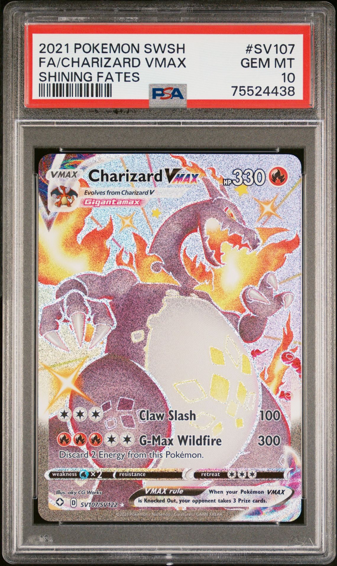 2021 Pokemon Sword & Shield Shining Fates Fa/Charizard Vmax #Sv107 (Shining Fates) Gem Mt 10 front