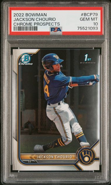 2022 Bowman Chrome Sapphire Jackson Chourio PSA 10