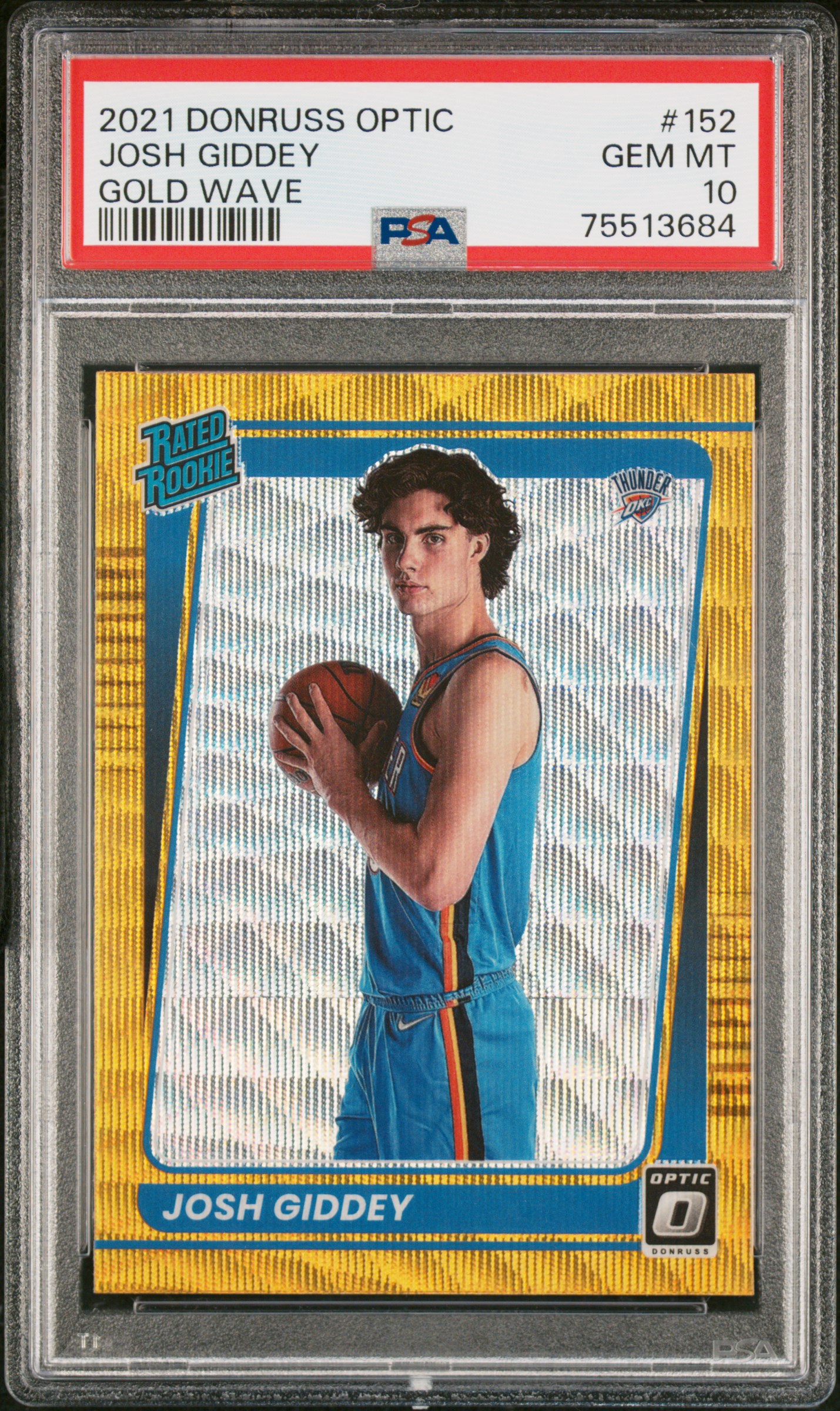 2021 Panini Donruss Optic Gold Wave Rated Rookie #152 Josh Giddey Rookie Card – PSA GEM MT 10