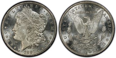 1881-S $1 VAM 54B, Wounded Eagle MS63