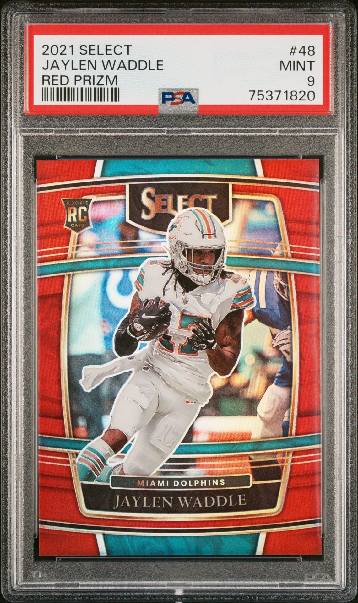 2021 Panini PANINI SELECT RED PRIZM #48 Jaylen Waddle front
