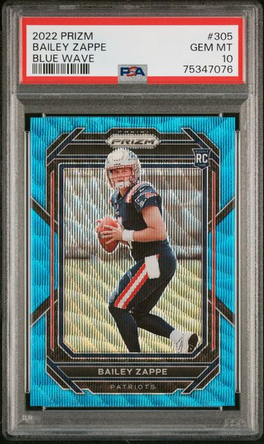 2022 Panini Prizm Bailey Zappe RED WHITE BLUE Prizm RC #305 Patriots