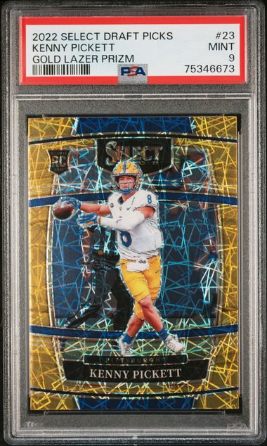 2022 Panini Select Draft Picks Kenny Pickett #23 Gold Lazer Prizm