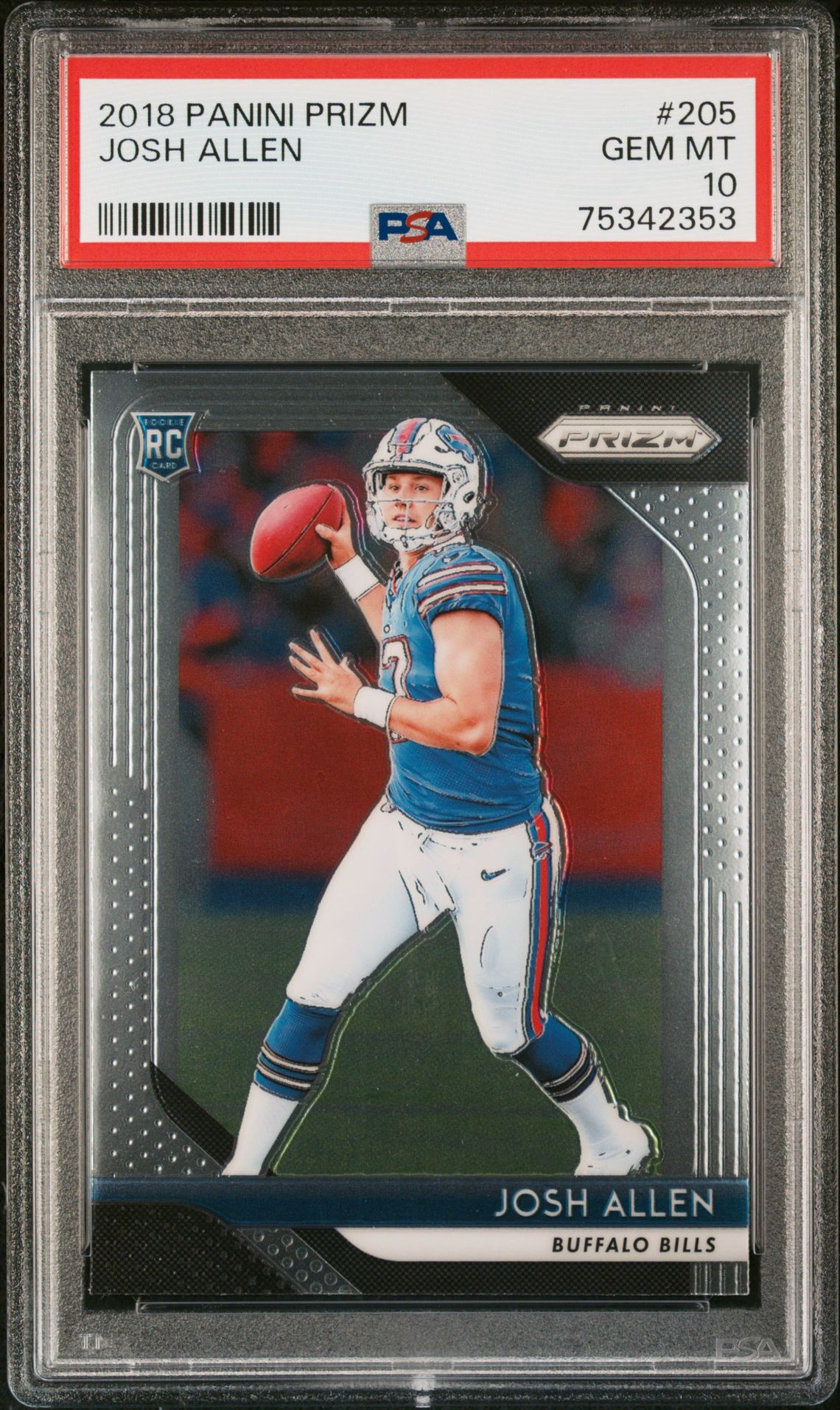 2018 Panini Prizm Josh Allen #205 Gem Mt 10 front